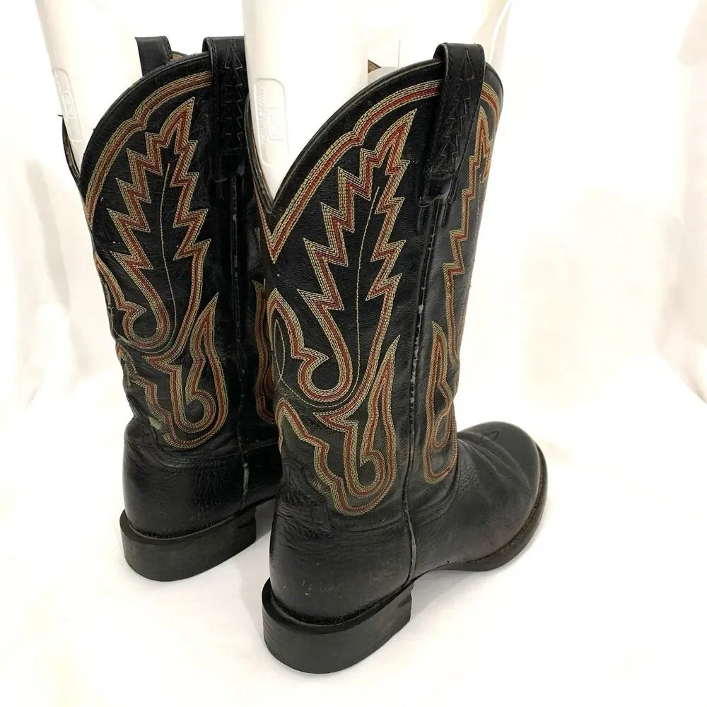 Ariat  38605 Black Leather Boots Red/Gold Stitching Men’s Size 7.5 D
